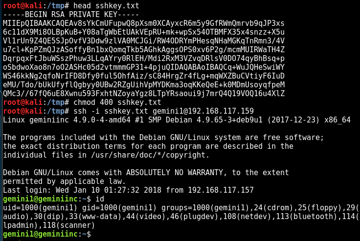 Gaining access to the system via SSH